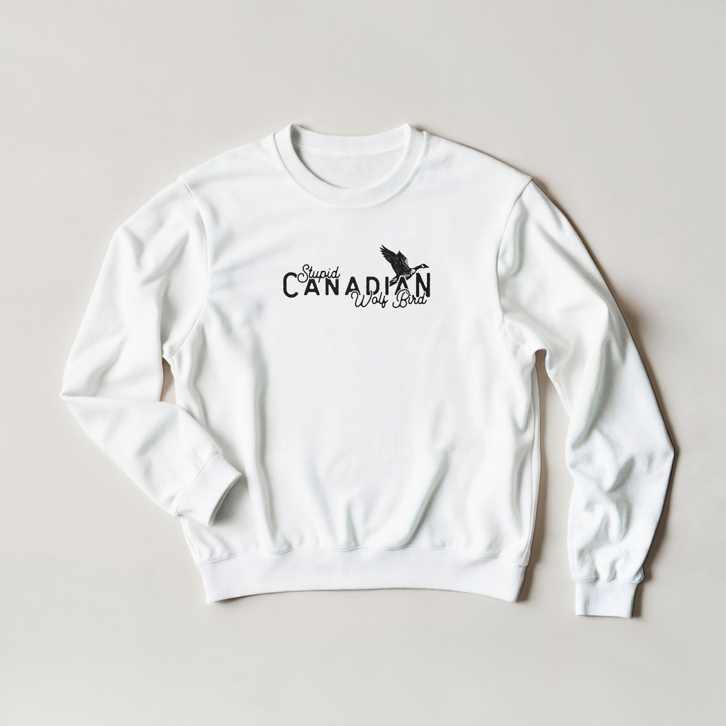 Stupid Canadian Wolf Bird Crewneck Sweatshirt
