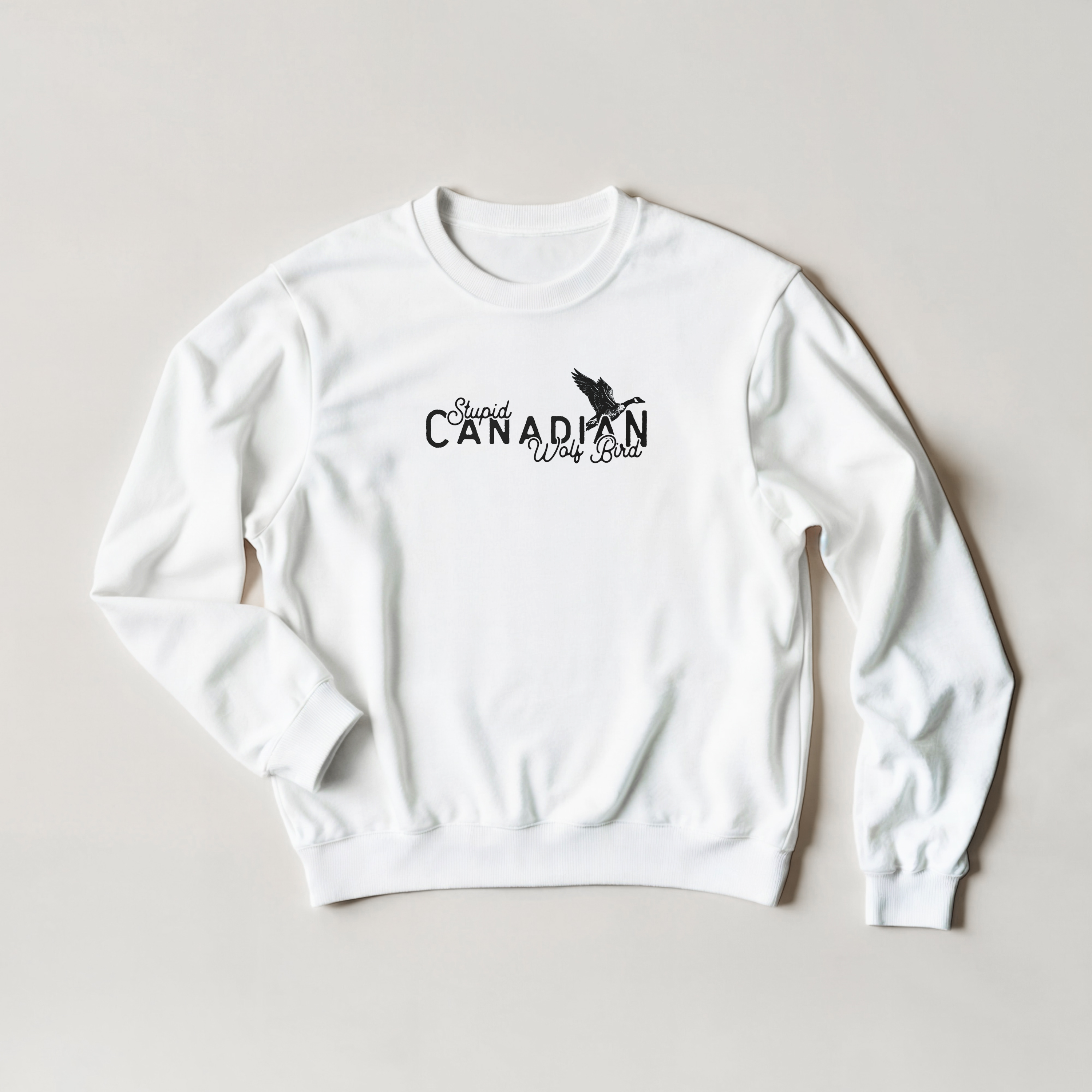 Stupid Canadian Wolf Bird Crewneck Sweatshirt